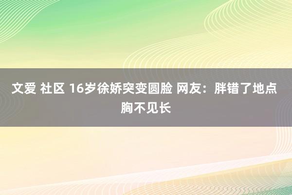 文爱 社区 16岁徐娇突变圆脸 网友：胖错了地点 胸不见长