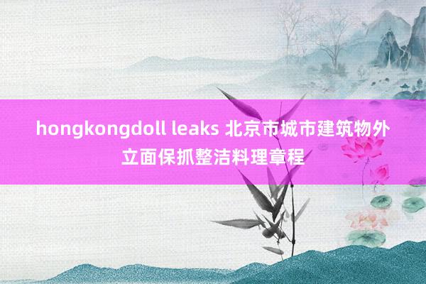 hongkongdoll leaks 北京市城市建筑物外立面保抓整洁料理章程