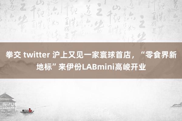 拳交 twitter 沪上又见一家寰球首店，“零食界新地标”来伊份LABmini高峻开业