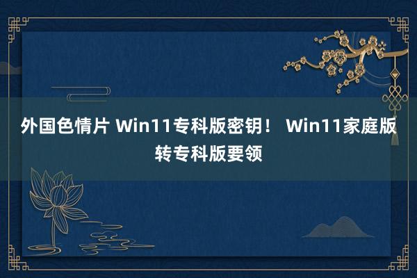 外国色情片 Win11专科版密钥！ Win11家庭版转专科版要领