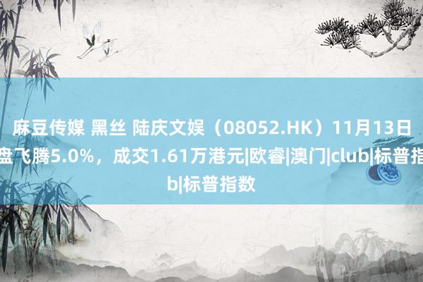 麻豆传媒 黑丝 陆庆文娱（08052.HK）11月13日收盘飞腾5.0%，成交1.61万港元|欧睿|澳门|club|标普指数